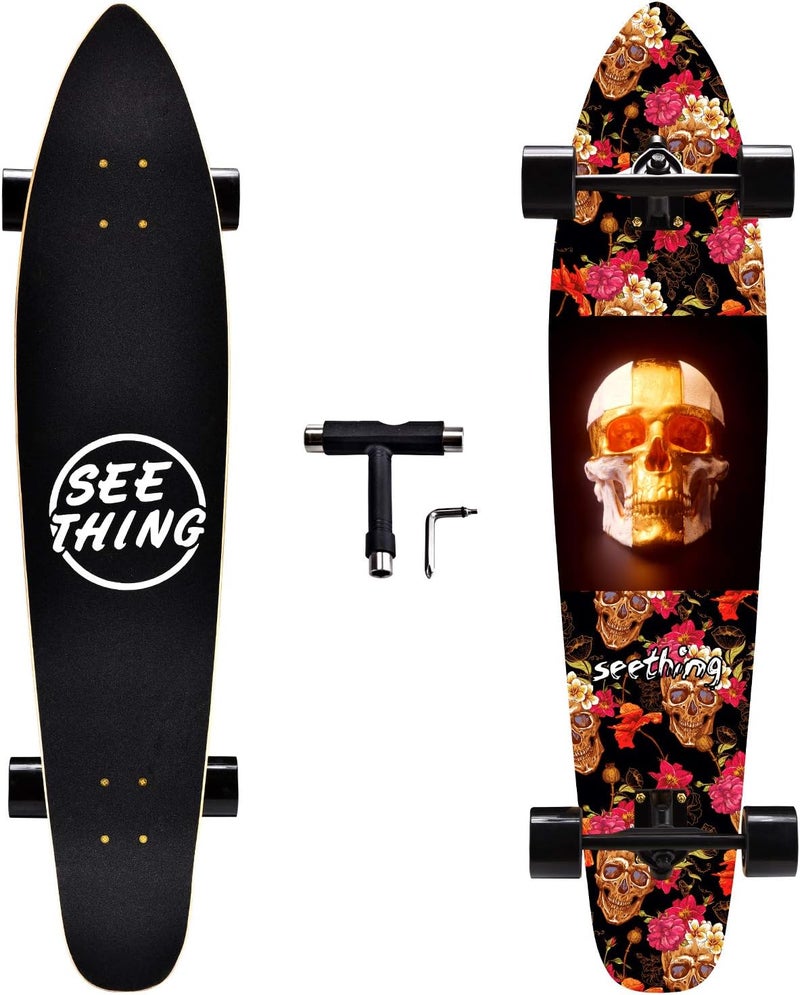 Seething 42 Inch Longboard Skateboard Complete Cruiser Pintail,The Original Artisan Maple Skateboard Cruiser Pintail for Cruising, Carving, Free-Style and Downhill - Image 1